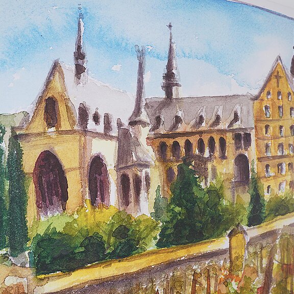 Calvarienberg Aquarell von Stephan Maria Glöckner