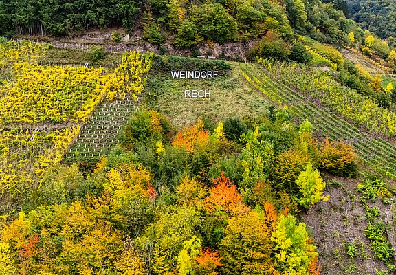Aussichtspunkt mit Schriftzug Weindorf Rech