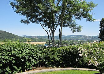 Blick vom Garten ins Rheintal