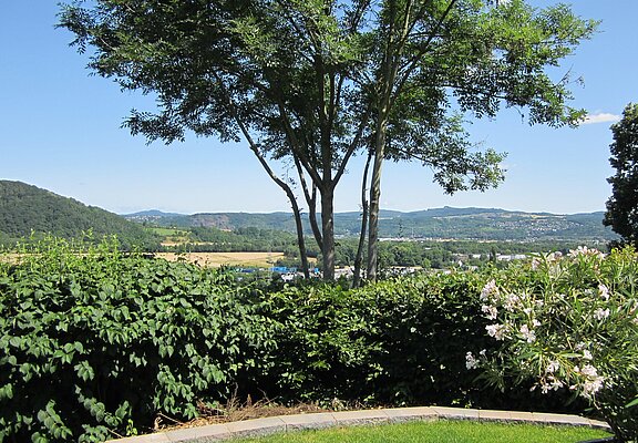 Blick vom Garten ins Rheintal