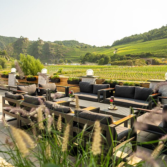 Terrasse mit blick in die Weinberge