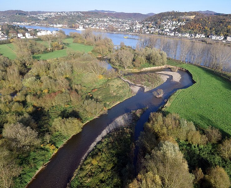 Ahrmündung mit Blick auf Linz